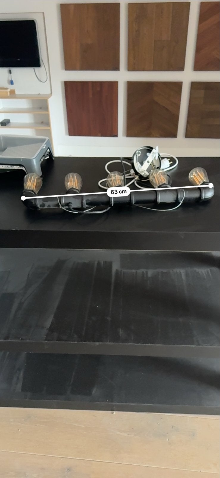 Industriële buislamp met 5 Edison LED lampen, Ophalen, Zo goed als nieuw, Metaal, E27 (groot)