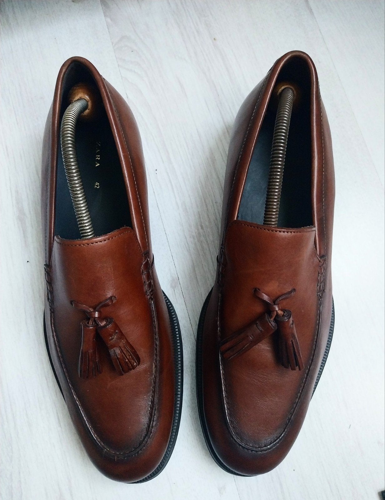 Zara Man Bruine Leren Loafers met Kwastjes - Maat 42, Loafers, Bruin, Nieuw, Ophalen of Verzenden