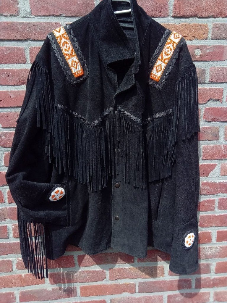 Country/ western/ boho jas (suede), Ophalen of Verzenden, Zo goed als nieuw, Maat 42/44 (L), Zwart