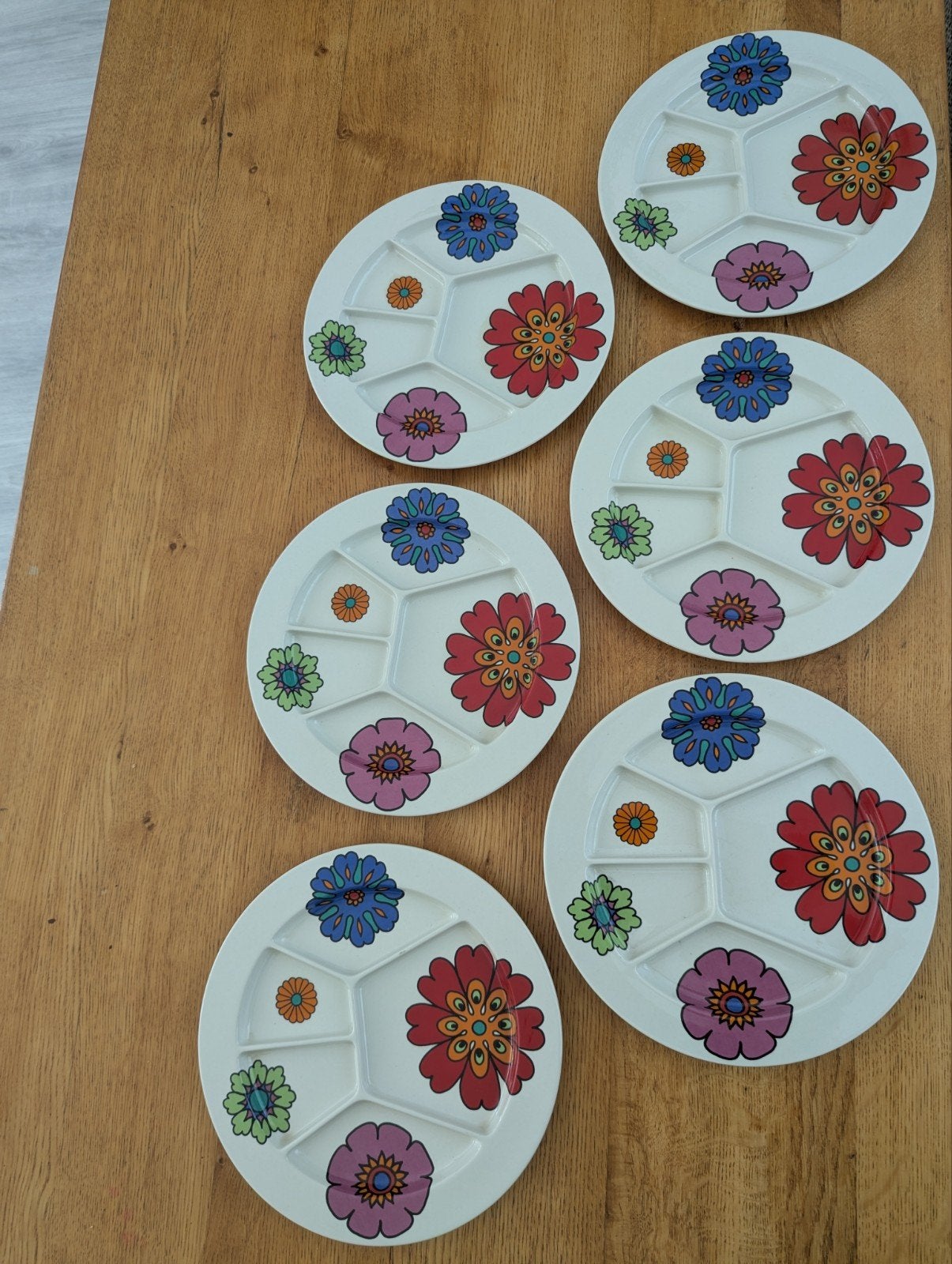 6 Vintage Villeroy & Boch Flower Power fondue / tapas borden, Huis en Inrichting, Gebruikt, Villeroy & Boch, Vintage, Ophalen of Verzenden