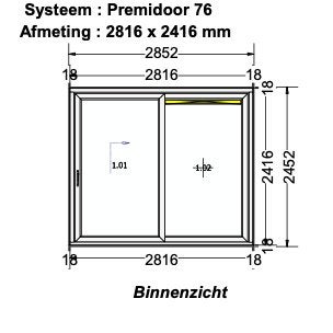 Nieuwe kunststof schuifpui - Kömmerling Premidoor 76, Ophalen, Kunststof, Overige typen, Nieuw