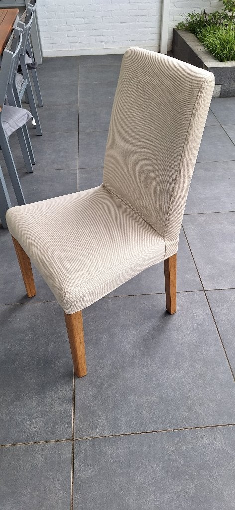 IKEA eetkamerstoel type BERGMUND eikenpatroon/beige., Ophalen, Gebruikt, Overige kleuren, Stof