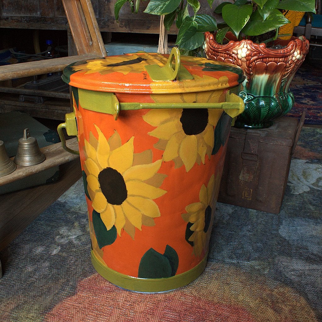 Vintage Beschilderde Prullenbak, Antiek en Kunst, Ophalen