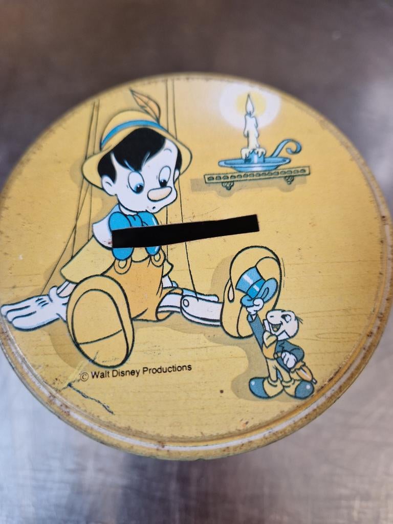 Vintage Pinokkio spaarpot, Ophalen of Verzenden, Gebruikt, Metaal of Blik