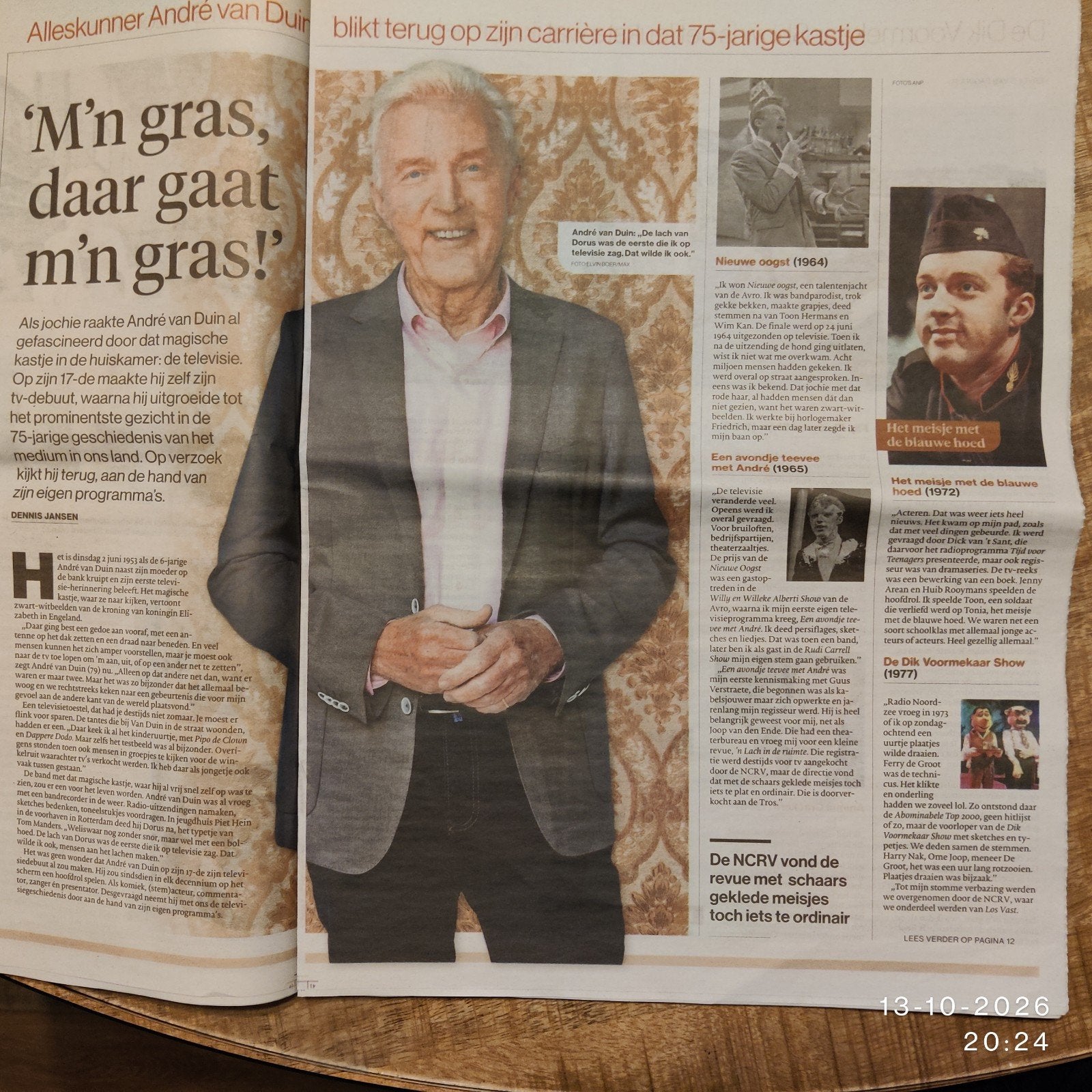 André van Duin blikt terug op zijn carrière. krantenartikel, Ophalen of Verzenden