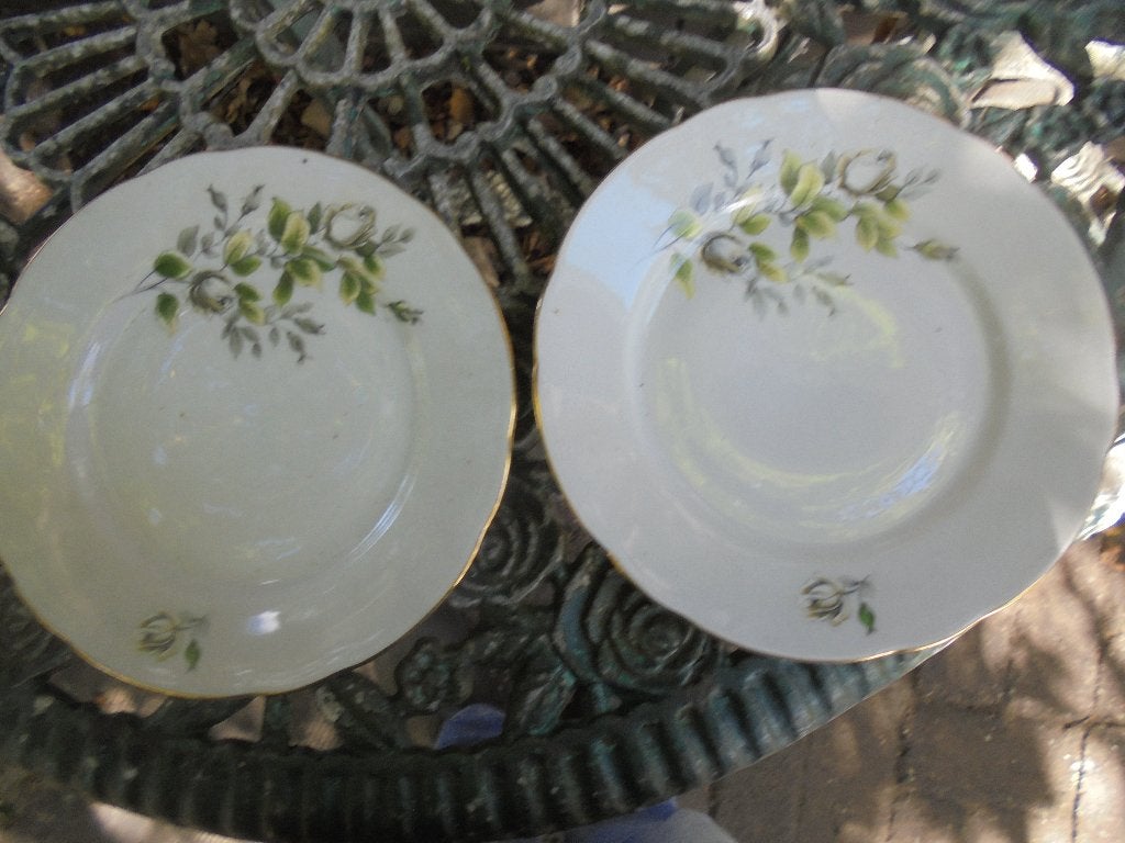2 x Ontbijtbord M Z met geel / groene roos / bloemen, Ophalen of Verzenden