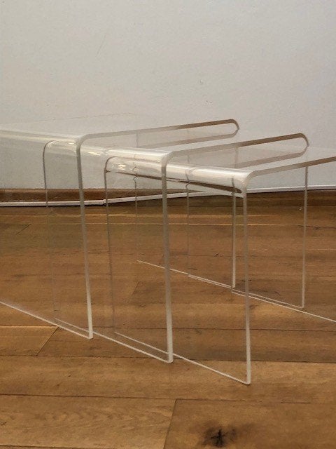 Plexiglas kunststof tafeltjes, Kunststof, Gebruikt, Ophalen of Verzenden, 75 cm of meer