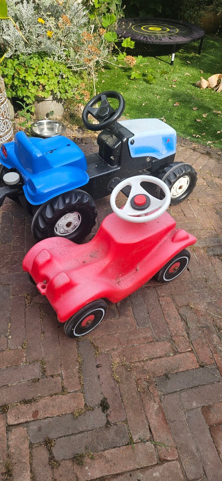 Trapauto tractor met aanhanger en big bobbi loopauto, Ophalen, Gebruikt, Trapvoertuig