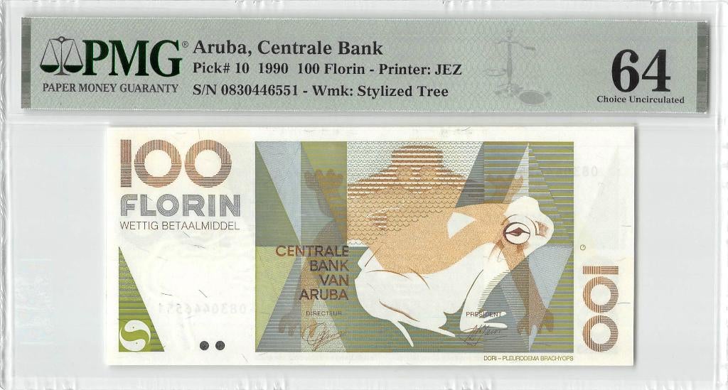 Aruba 100 Florin 1993 Unc PMG 64, Ophalen of Verzenden, Midden-Amerika, Los biljet