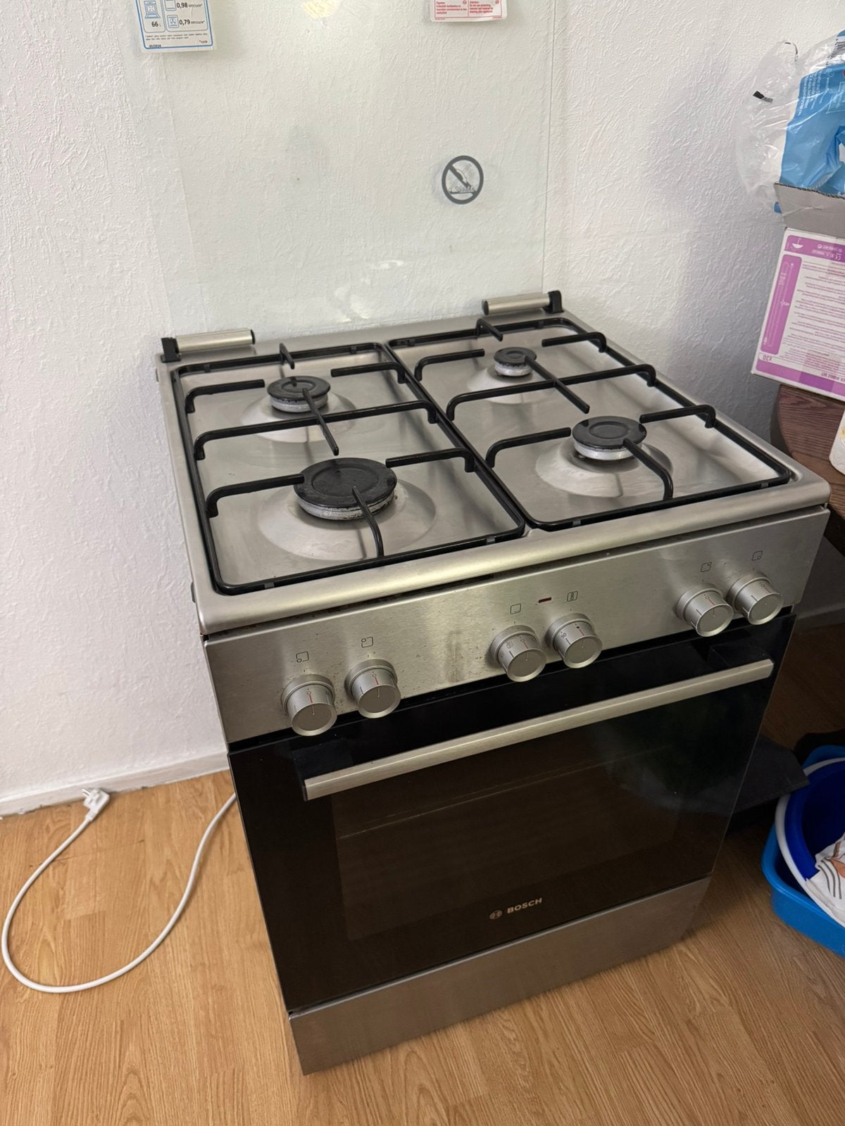 Bosch Gasfornuis (Roestvrijstaal) Zo goed als nieuw!, Ophalen, Grill, 4 kookzones, Zo goed als nieuw