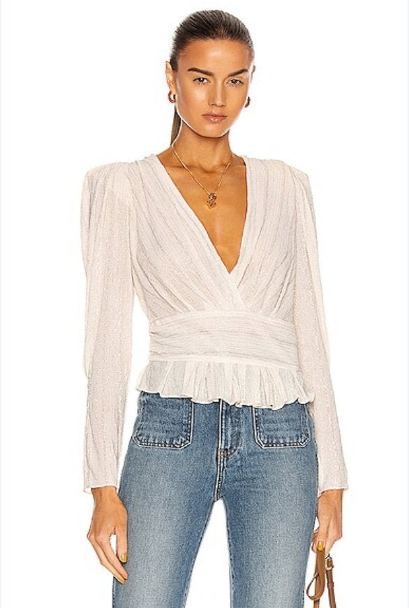 Iro beige / creme kleurige blouse met lurex draad Maat FR 40, Maat 38/40 (M), Beige, Ophalen of Verzenden, Iro