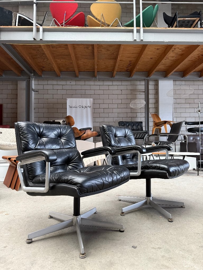 Girsberger lounge chair leer (voorraad: 2), Ophalen, Gebruikt, Zwart, X