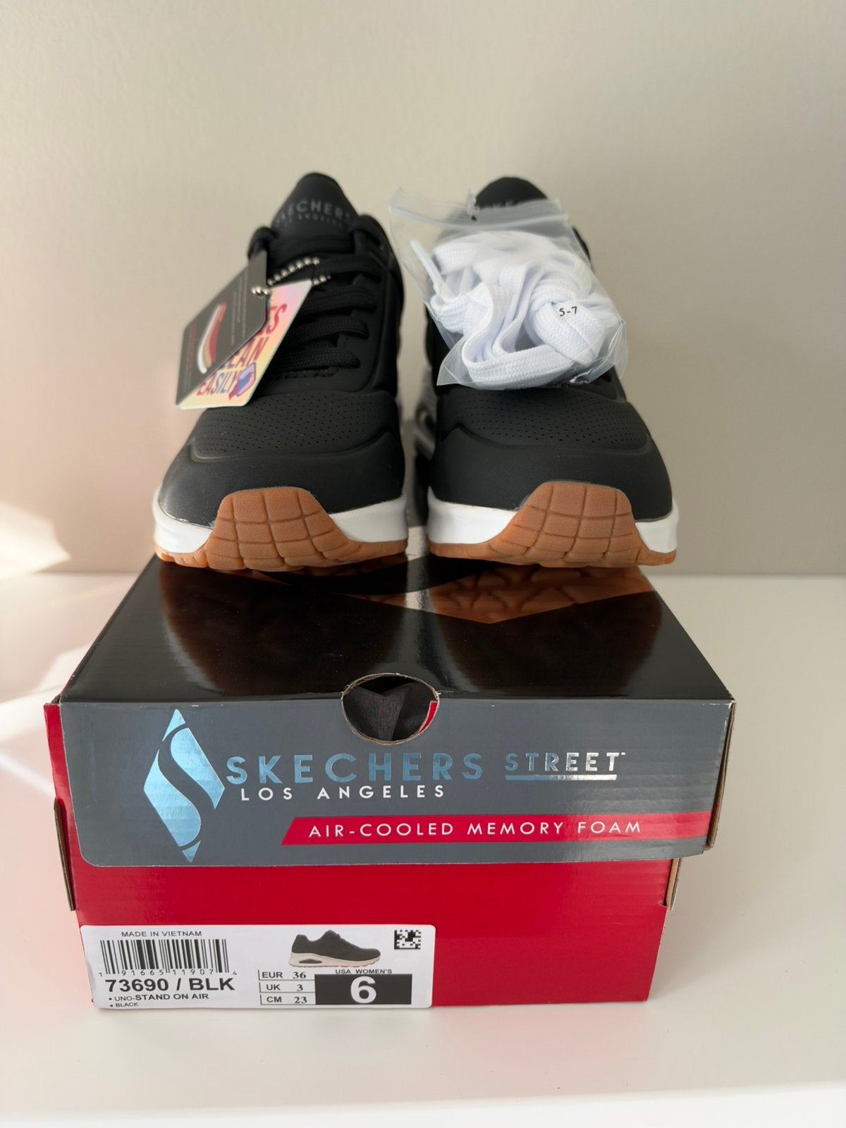 Skechers Street Uno Stand On Air Sneakers Zwart | Maat 36, Zwart, Nieuw, Ophalen of Verzenden, Sneakers of Gympen