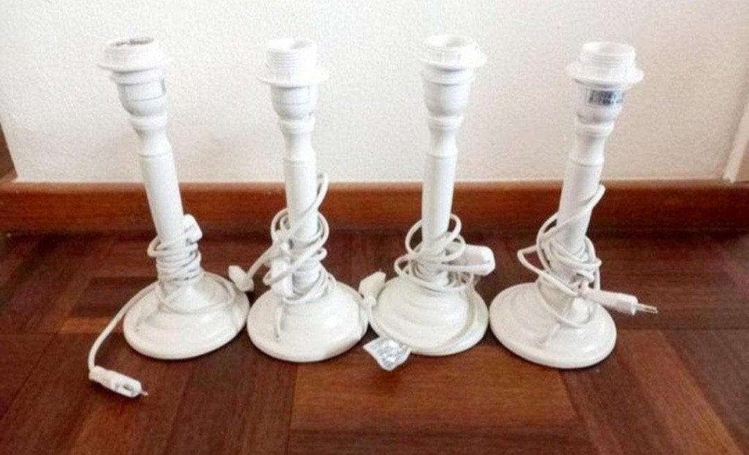 4 Witte metalen tafellamp lamp 28cm geldrop of mierlo, Ophalen of Verzenden
