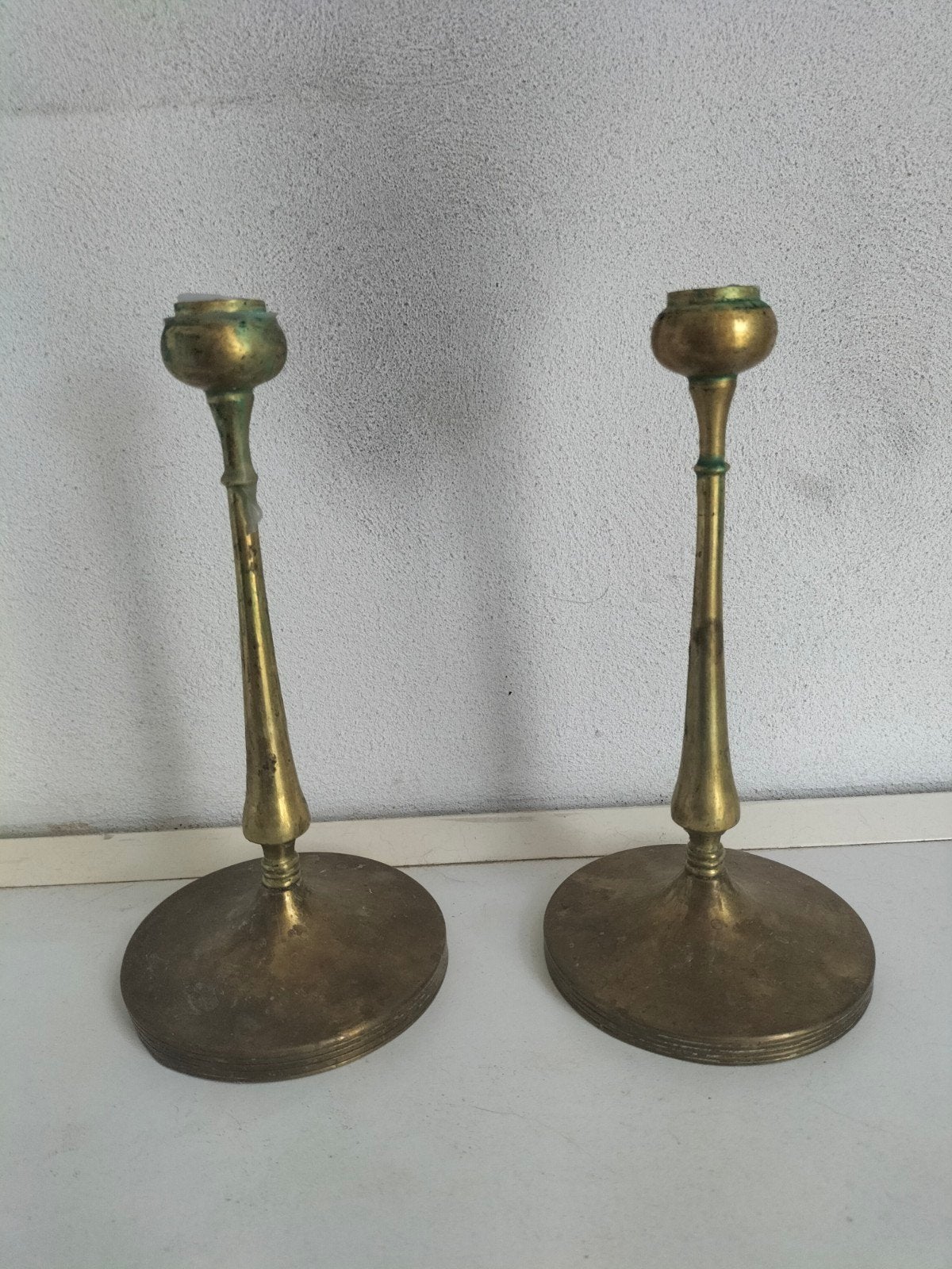 Set van 2 Vintage Koperen Kandelaars, Antiek en Kunst, Antiek | Kandelaars, Ophalen, Koper of Brons