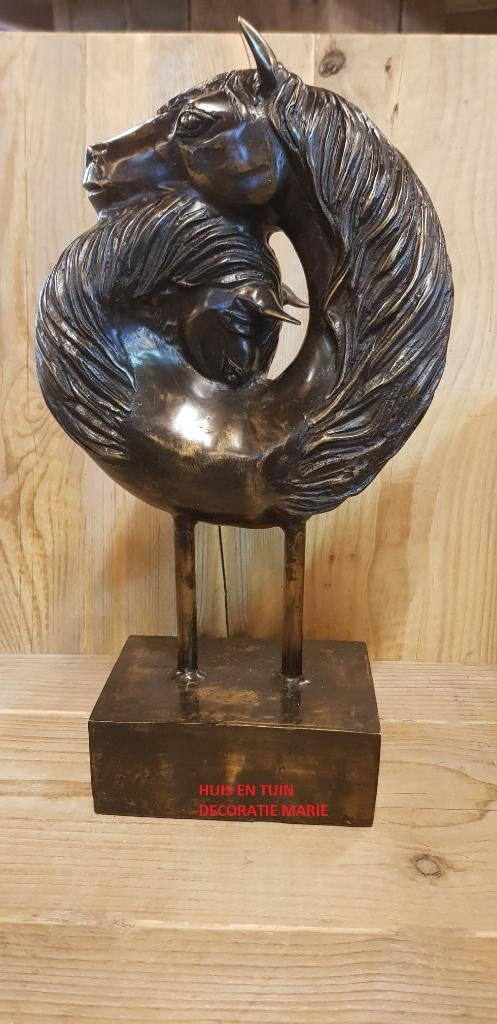 DUBBELE PAARDENHOOFD / bronzen beeld, Ophalen of Verzenden, Nieuw, Paard, Beeldje of Figuurtje