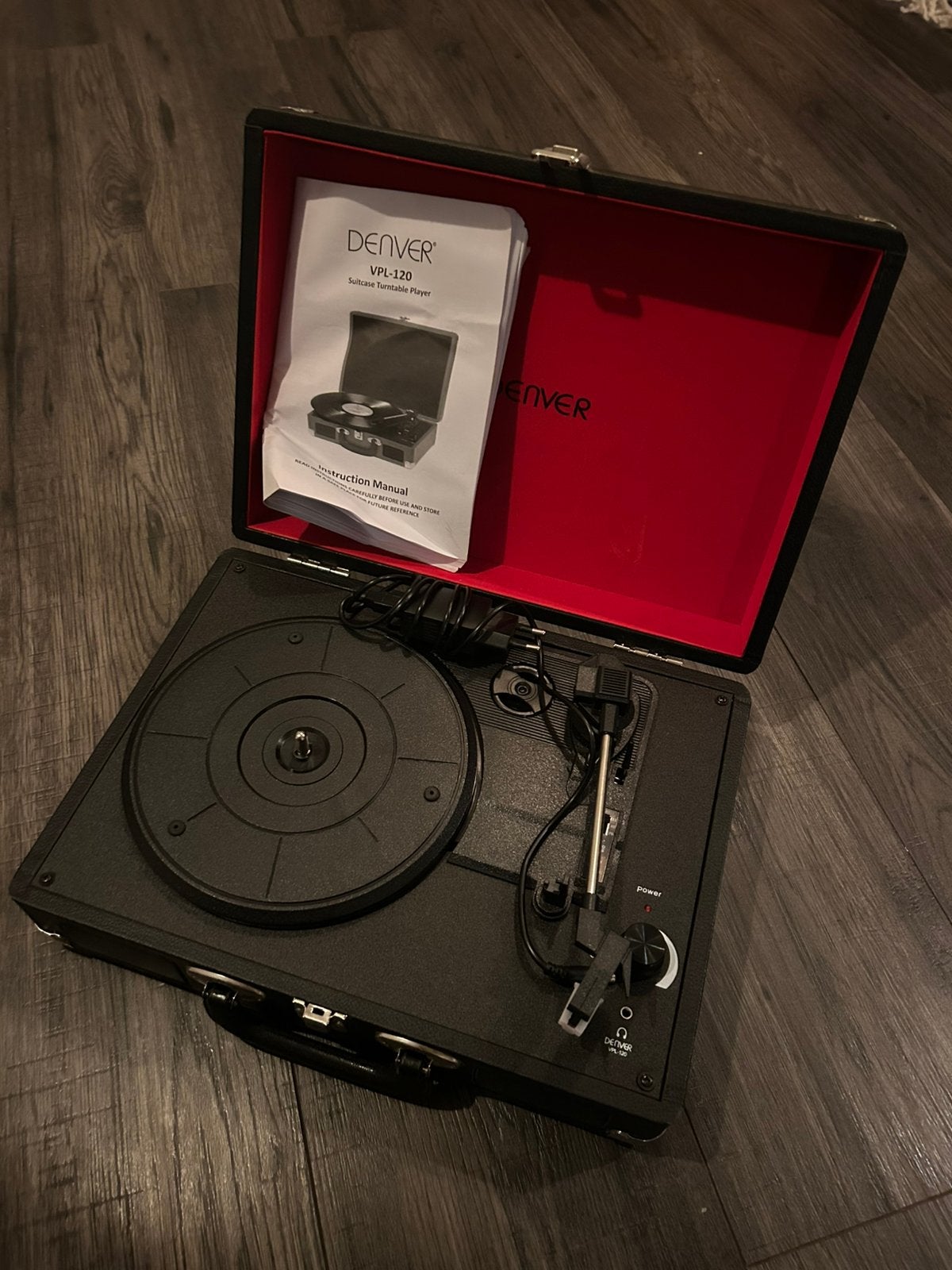 Denver VPL-120 Platenspeler – Retro Koffer – Zwart/Rood, Audio, Tv en Foto, Ophalen, Zo goed als nieuw, Platenspeler, Overige merken