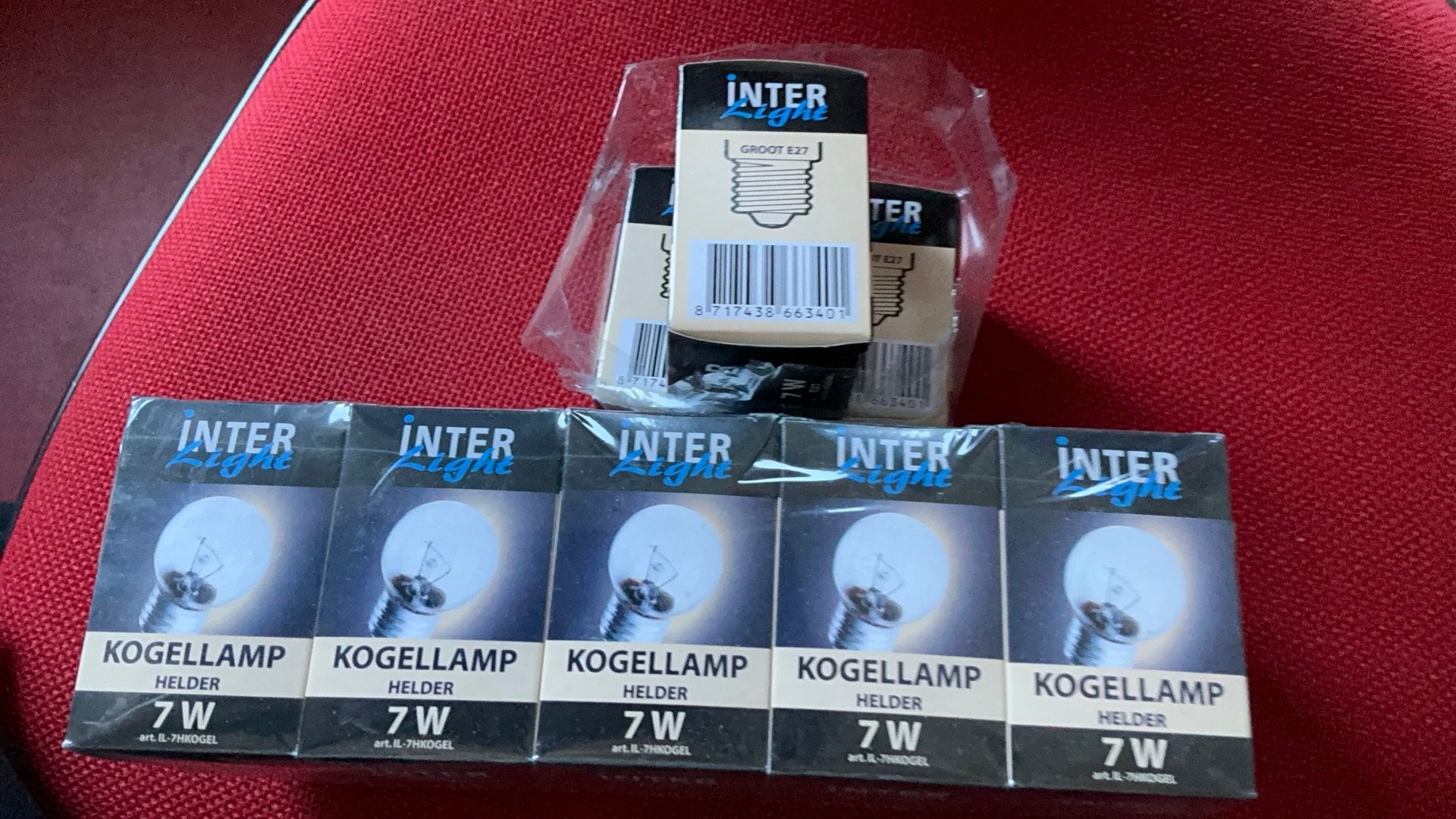 Kogellamp 7 watt helder Interlight E 27, Gloeilamp, Nieuw, Neutraal wit, E27 (groot)