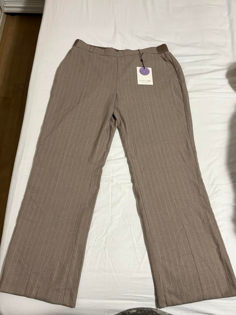Nieuwe Parami Hannah Pinstripe Beige Broek Maat 44/L32, Beige, Maat 46/48 (XL) of groter, Nieuw, Ophalen of Verzenden