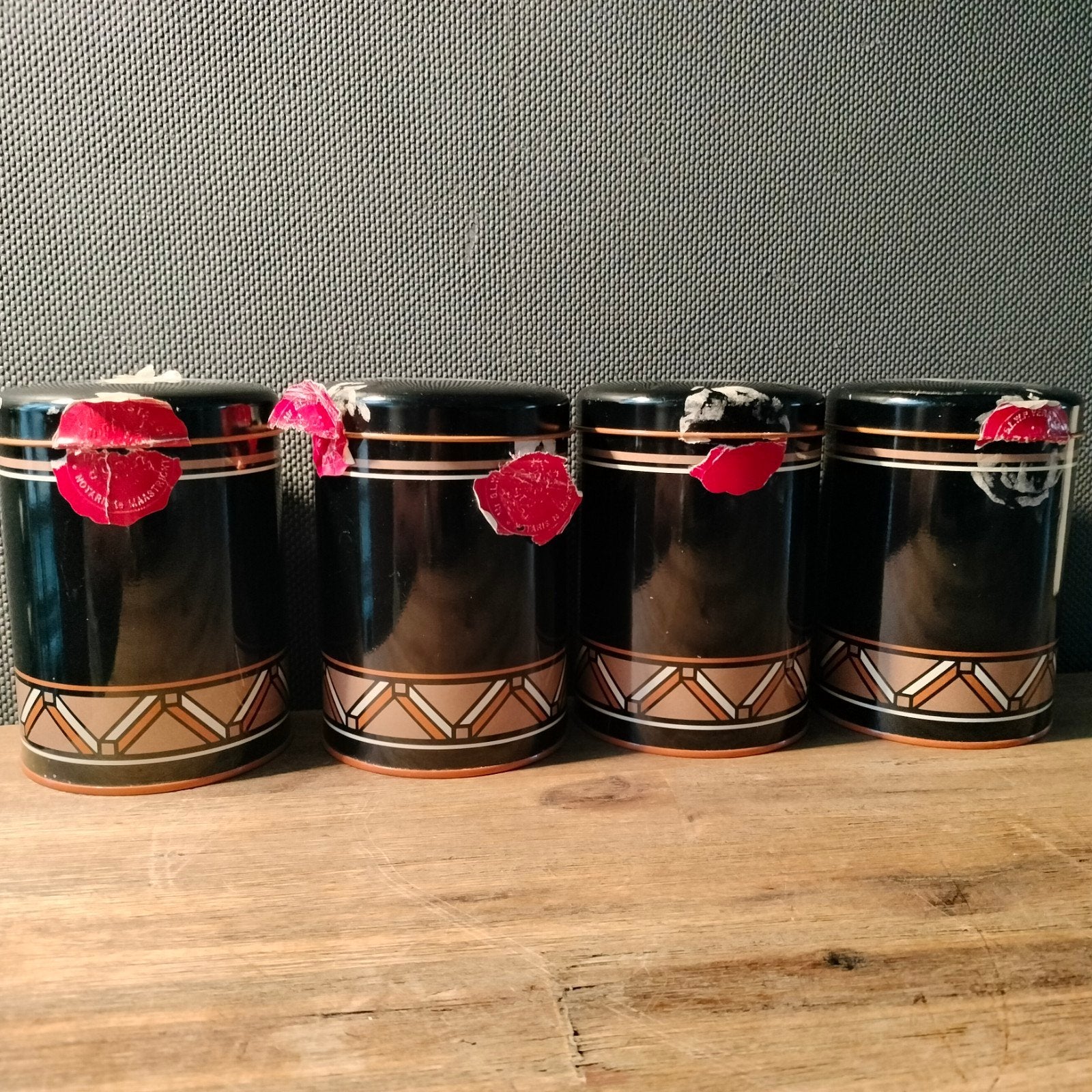 VINTAGE Hema blikken met notaris zegels J.hW.Versteeg, Verzamelen, Ophalen of Verzenden, Gebruikt, Overige merken