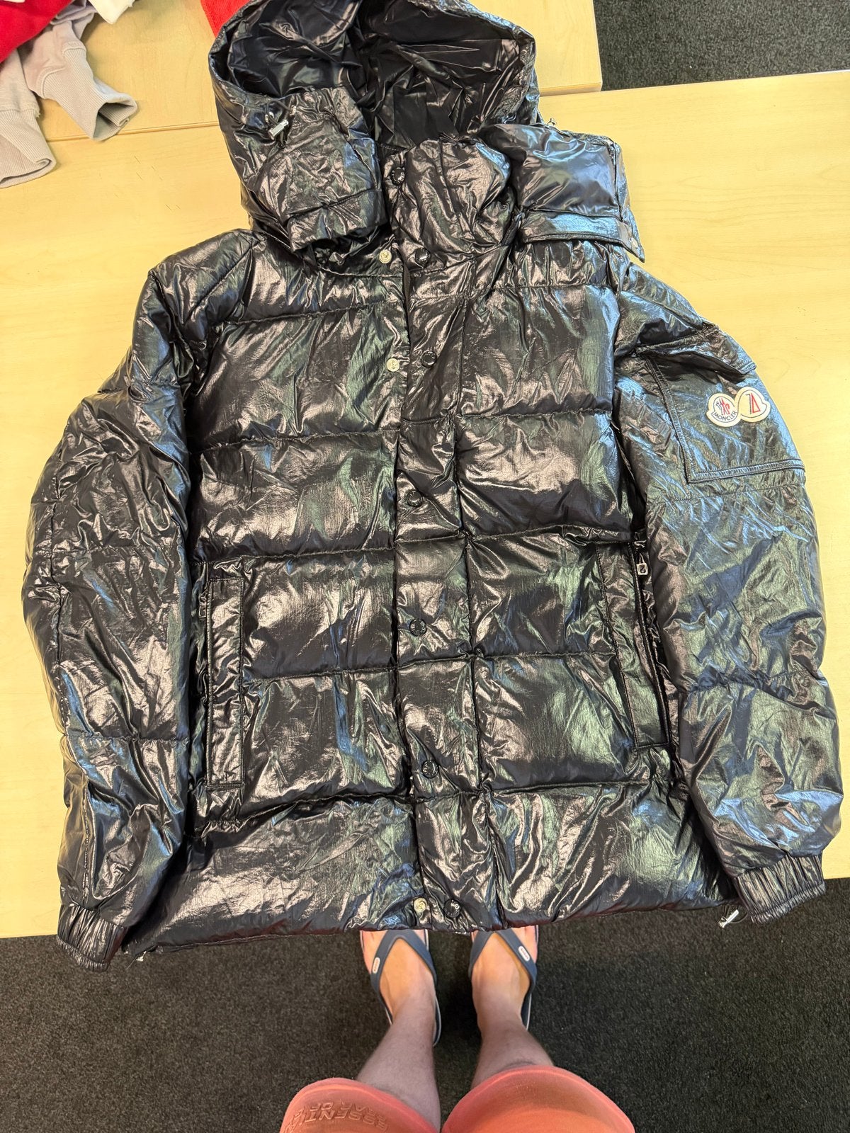 Moncler Maya Puffer Jas Zwart Maat L, Ophalen of Verzenden, Zo goed als nieuw, Maat 52/54 (L), Zwart
