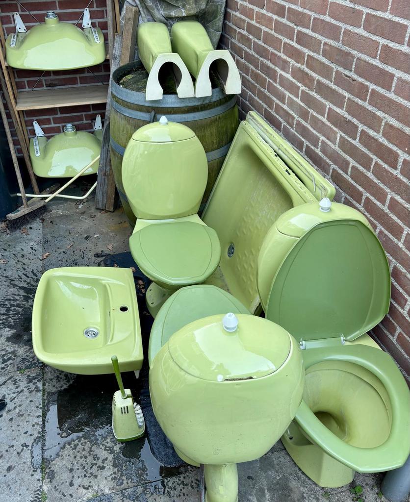 Vintage WC Wasbak Douchebak, Ophalen, Wastafel