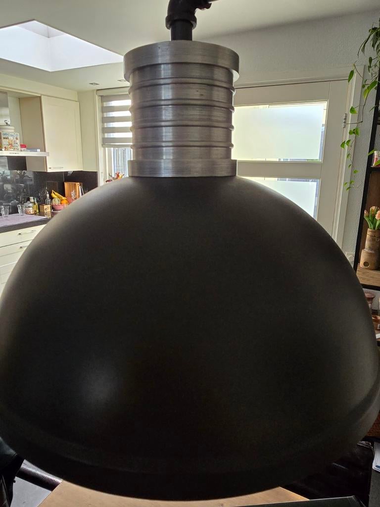 Hanglamp Industrieel "pipeline' zwart E27, Huis en Inrichting, Lampen | Hanglampen, Ophalen, Gebruikt, Industrieel, Metaal