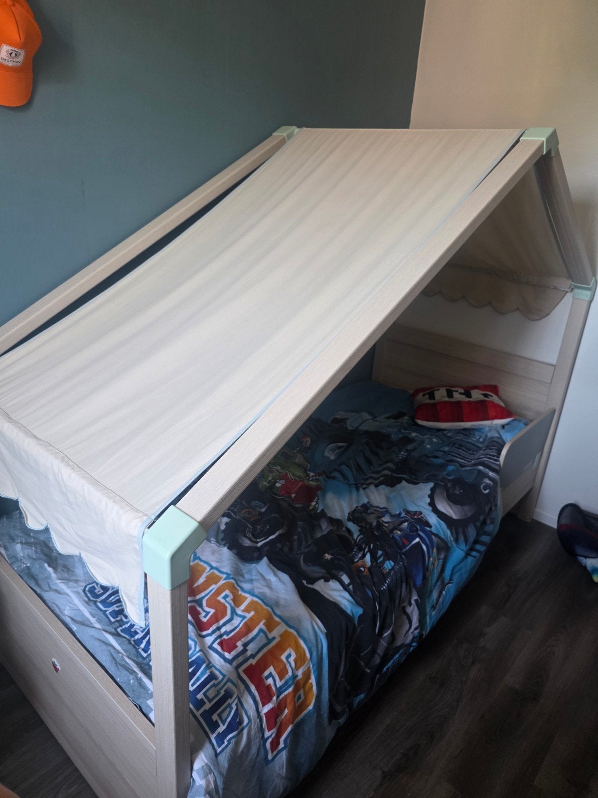 Kinderbed 100x220 cm met dakconstructie, Eenpersoons, Ophalen of Verzenden, 220 cm, 100 cm