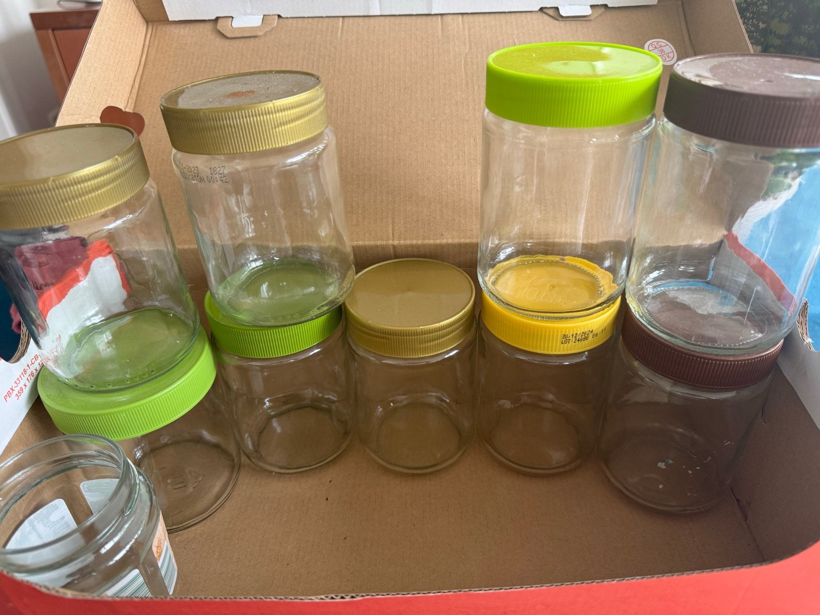 Glazen potjes voor inmaken jam of gelei, Ophalen of Verzenden, Voorraadpot, Meerkleurig, Glas