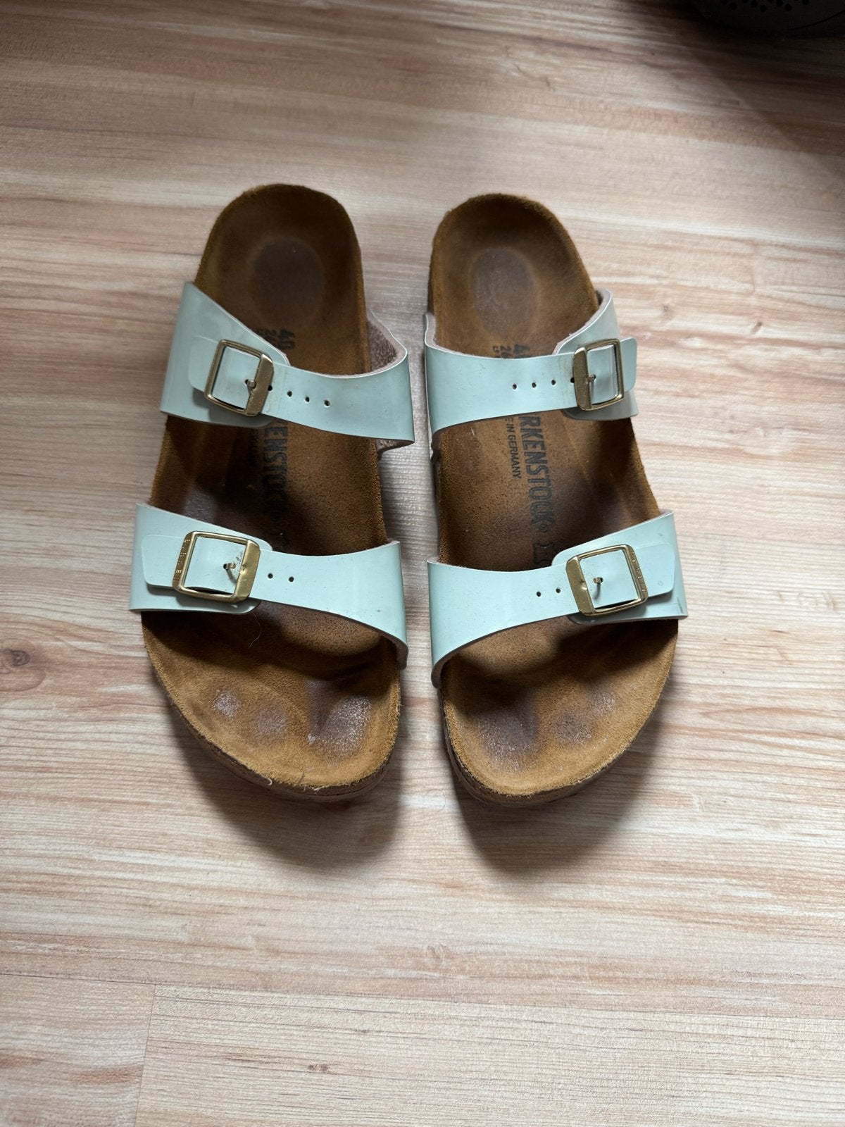 Birkenstock  sandalen maat 40 - Lichtblauw, Ophalen of Verzenden, Gedragen, Blauw, Sandalen of Muiltjes