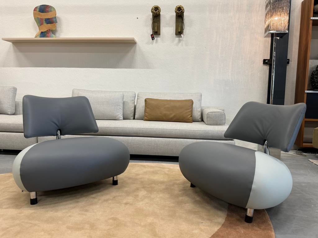 2 Nieuw Leolux PalloneFauteuil Grijs leer Design stoel, Huis en Inrichting, Fauteuils, Leolux, Nieuw, Ophalen of Verzenden, Pode Evidence