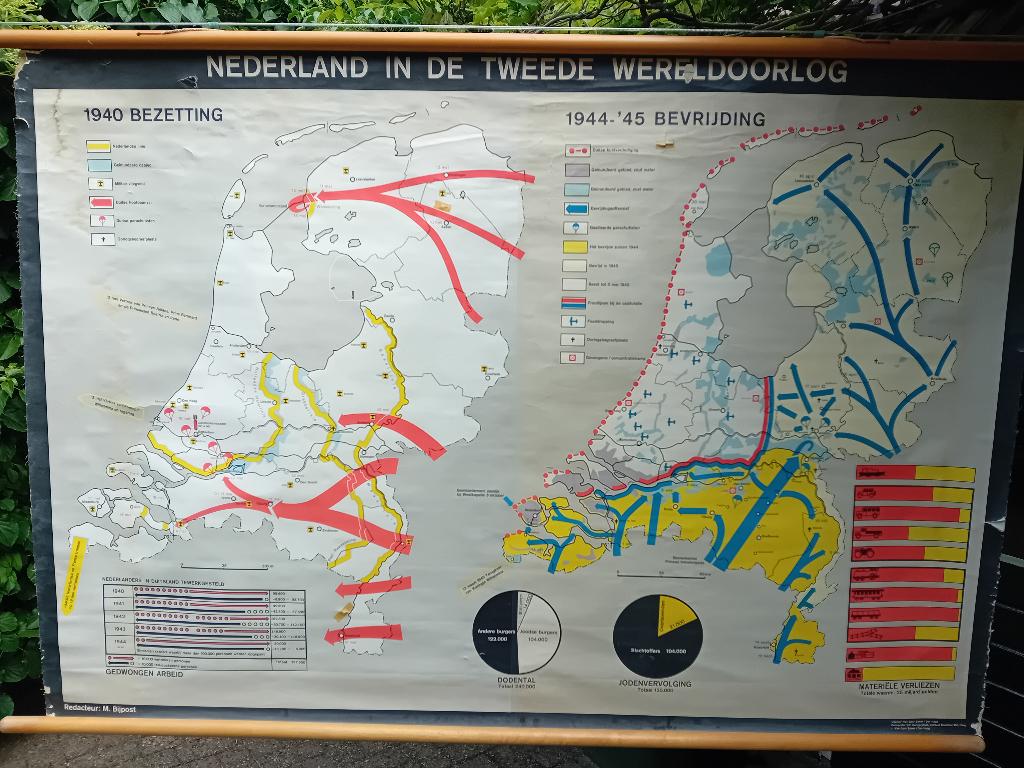 Schoolkaart Nederland in de 2e Wereldoorlog., Ophalen of Verzenden, Aardrijkskunde