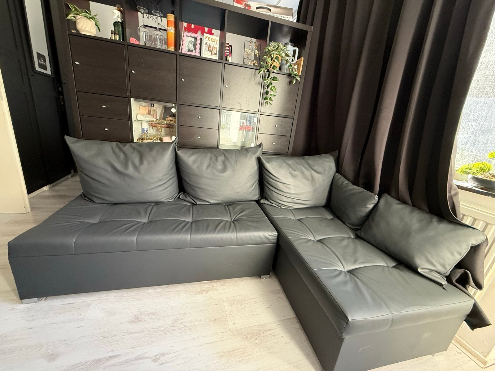 Slaapbank met opbergruimte - Skai-leer - 222x173x72cm