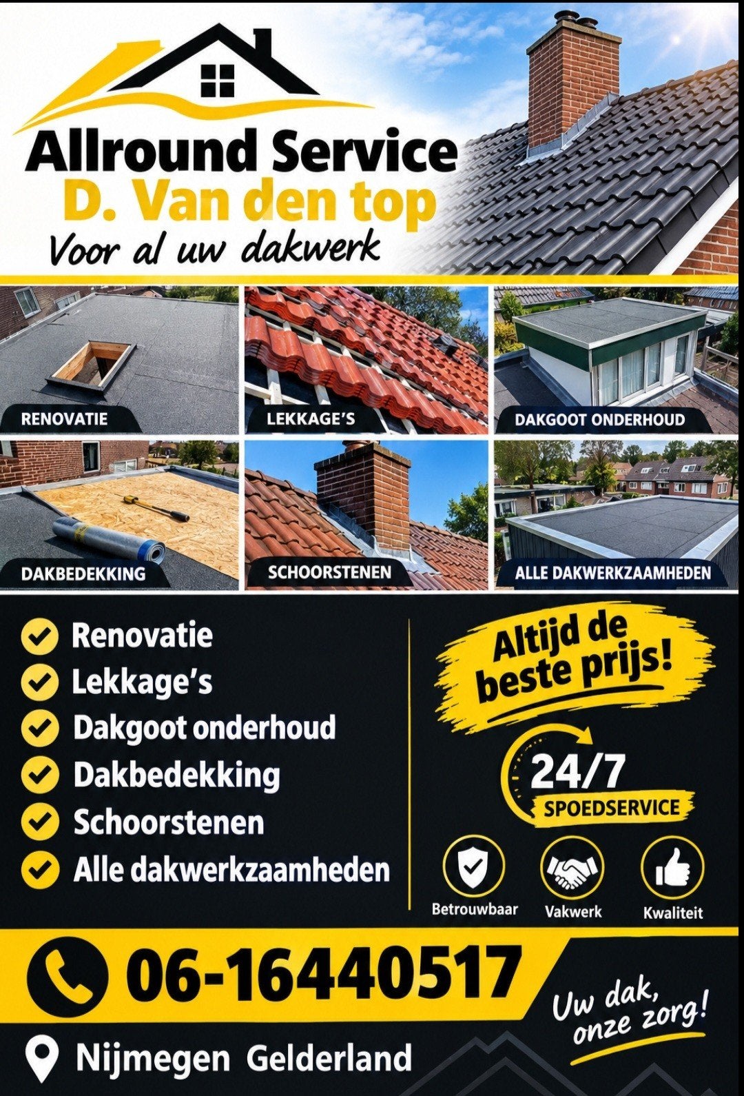 allround dakdekker lekkage onderhoud renovatie 24/7 spoed, Garantie, Overige dakdekking