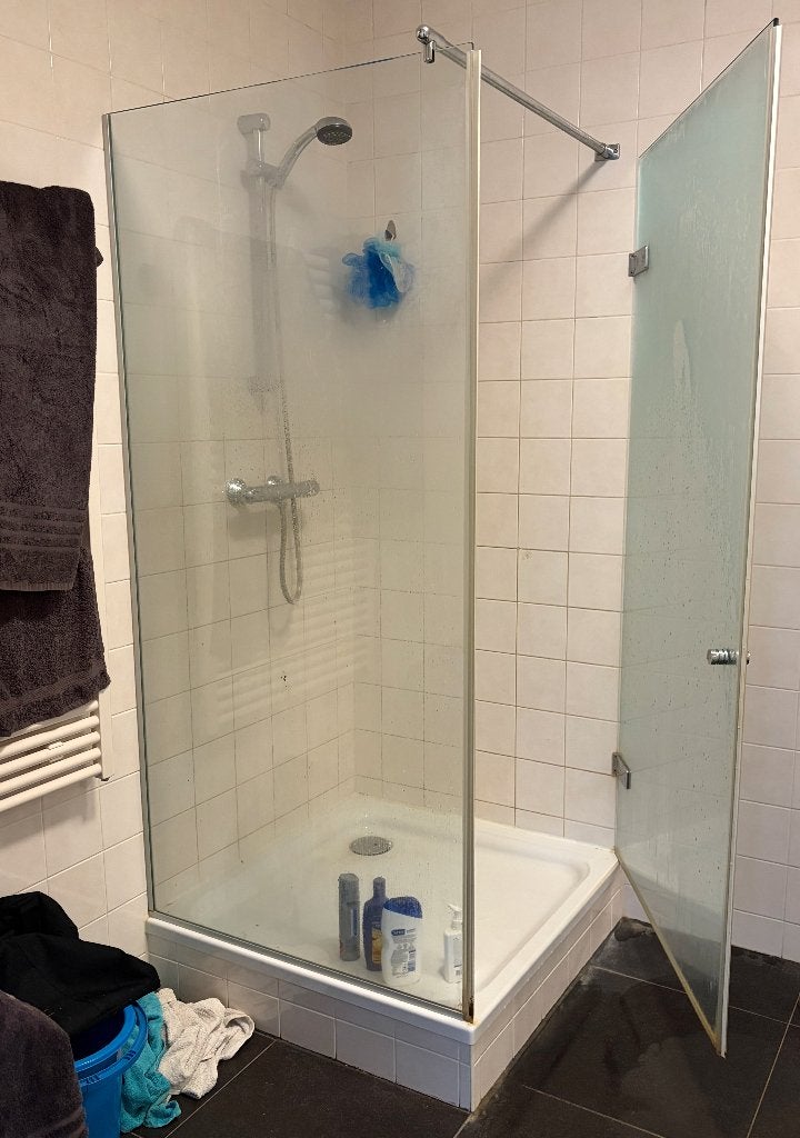 Glazen douchedeur + wand, Ophalen, Gebruikt, Glas, Douche