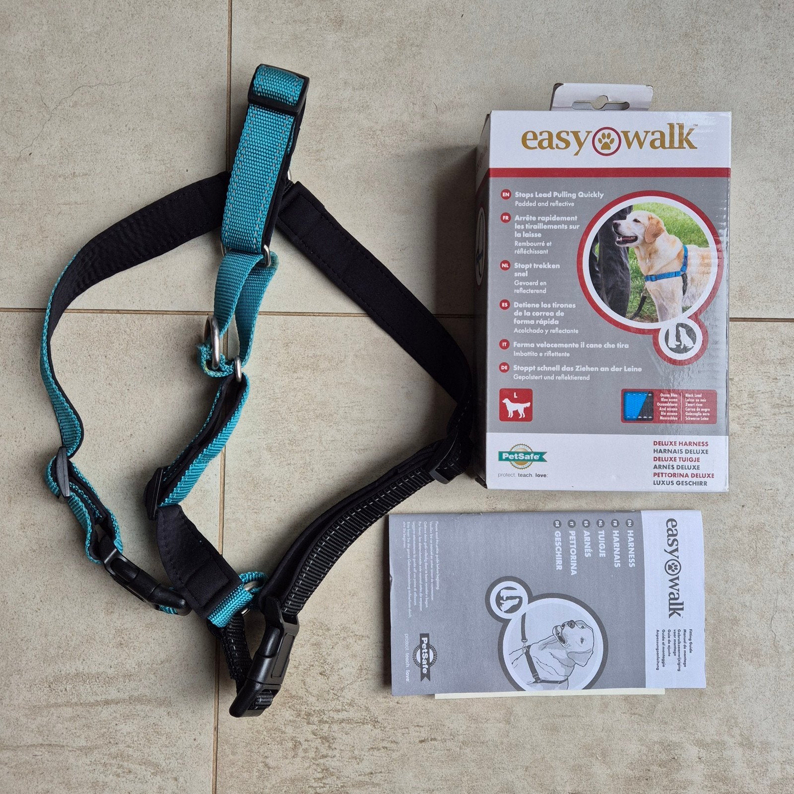 Blauw EasyWalk tuigje, maat L, Dieren en Toebehoren, Ophalen of Verzenden, Zo goed als nieuw, Halsband