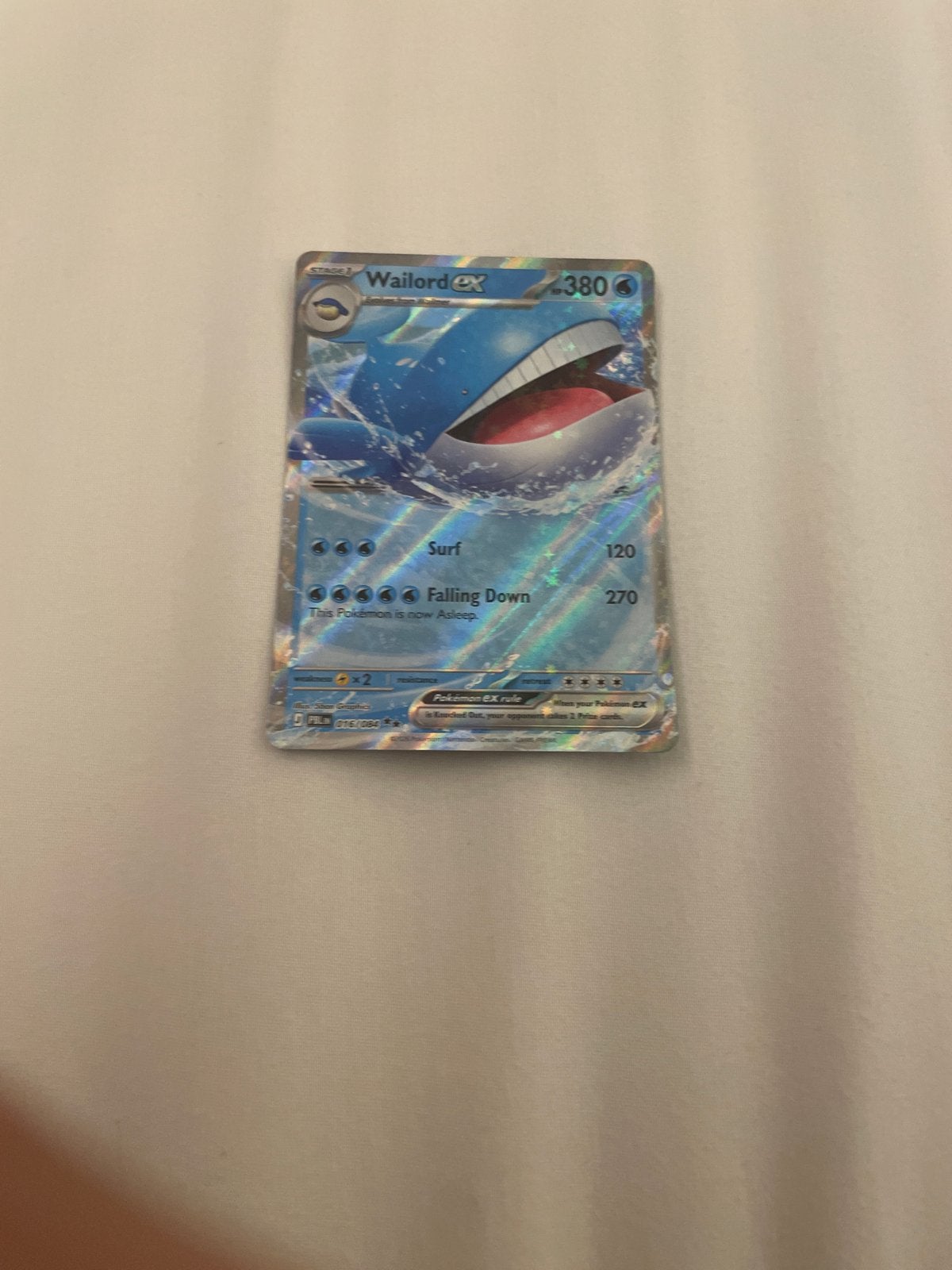 Wailord ex Pokémon kaart - Full Art, Ophalen of Verzenden, Zo goed als nieuw, Losse kaart