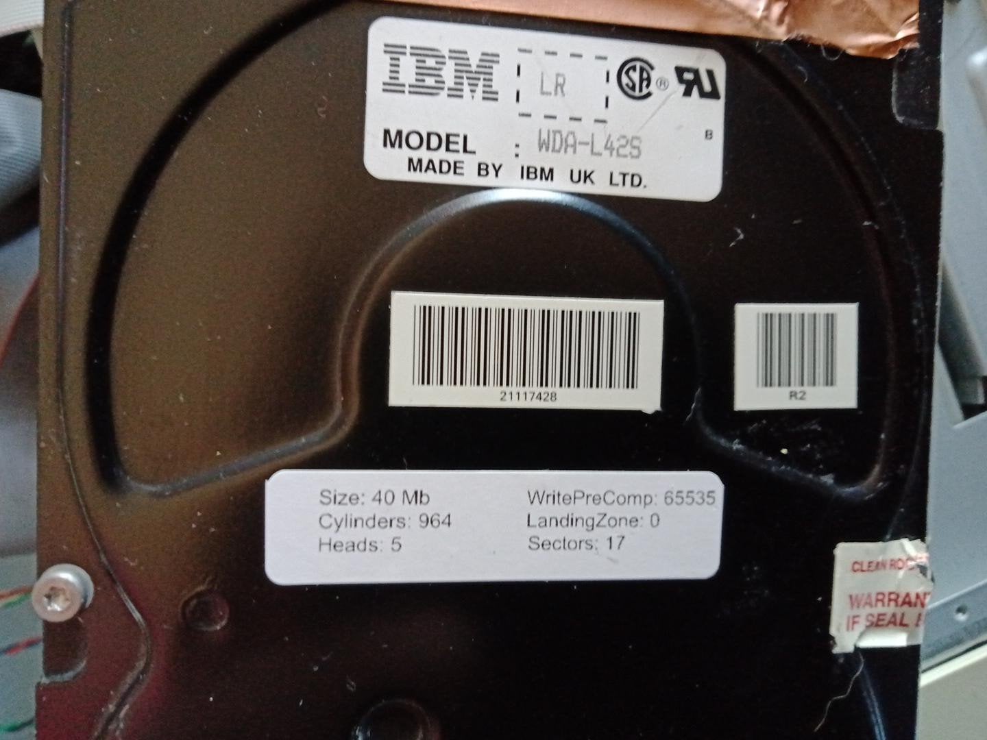 IBM WDA-L42S 40MB HDD - Vintage Harde Schijf, Computers en Software, Gebruikt, HDD, Ophalen of Verzenden, Desktop