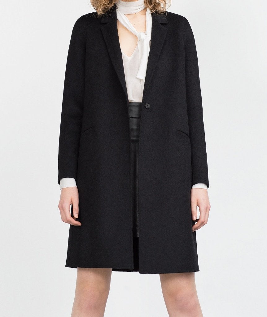Zara zwarte wollen mantel jas losse pasvorm maat S, Nieuw, Ophalen of Verzenden, Maat 36 (S), Zara