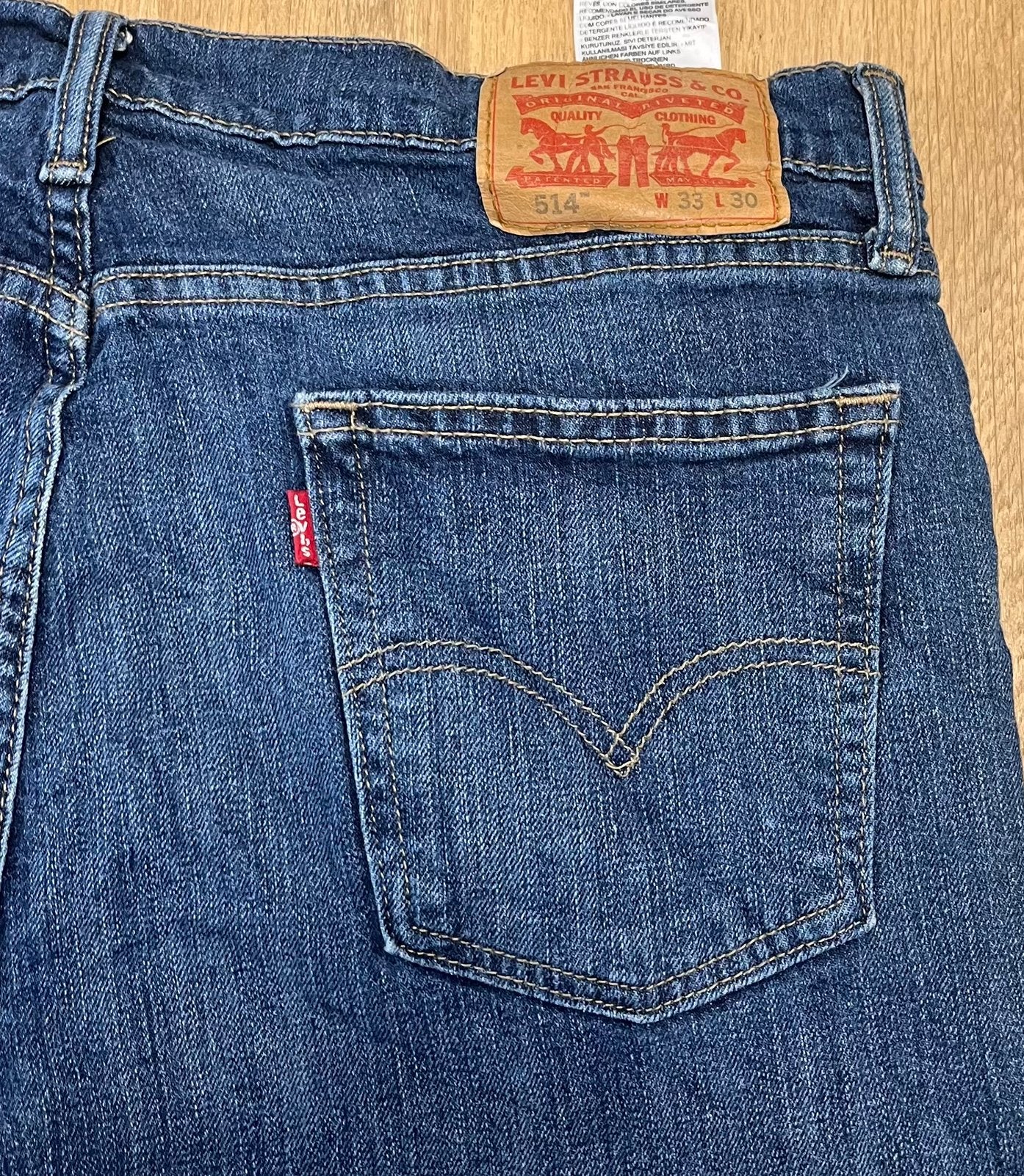Levi’s 514 straight jeans marineblauw - Maat W33 L30, Ophalen of Verzenden, Zo goed als nieuw, Blauw, W33 - W34 (confectie 48/50)