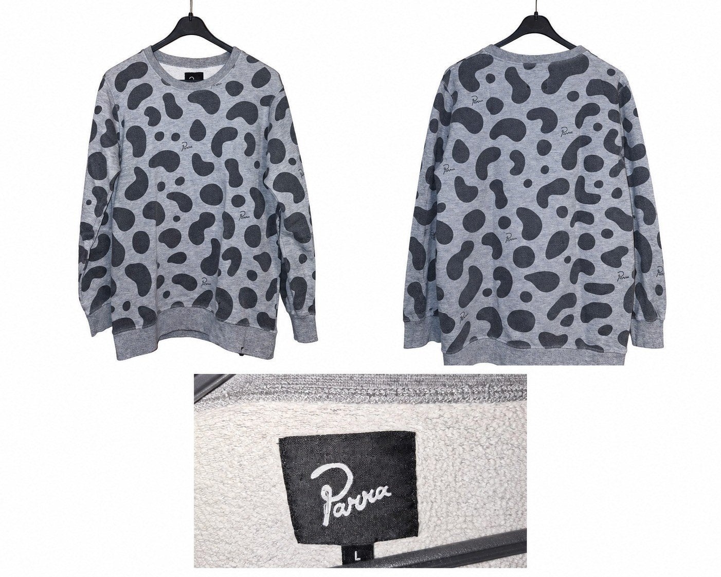 Piet Parra sweater met all-over print - Maat L, Maat 52/54 (L), Parra, Ophalen of Verzenden, Grijs