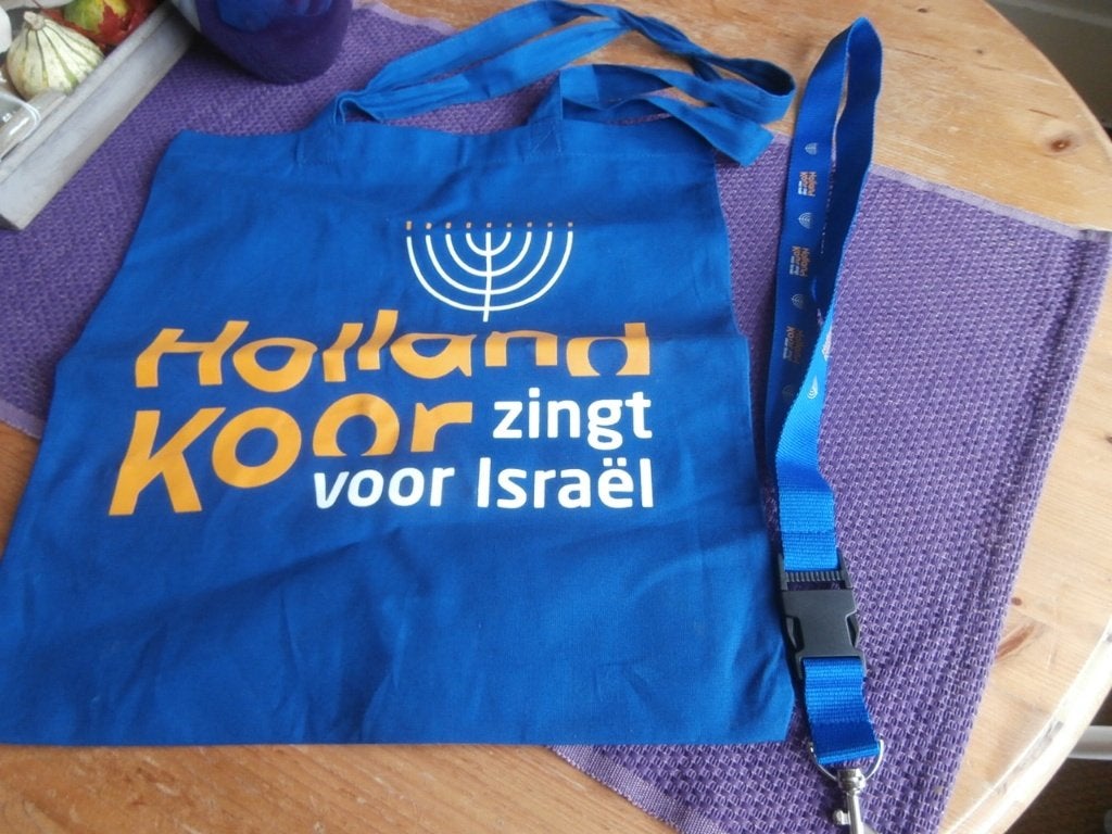 Schoudertas Holland koor voor Israël tas katoen sleutelhange, Ophalen of Verzenden, Nieuw, Blauw, Overige typen