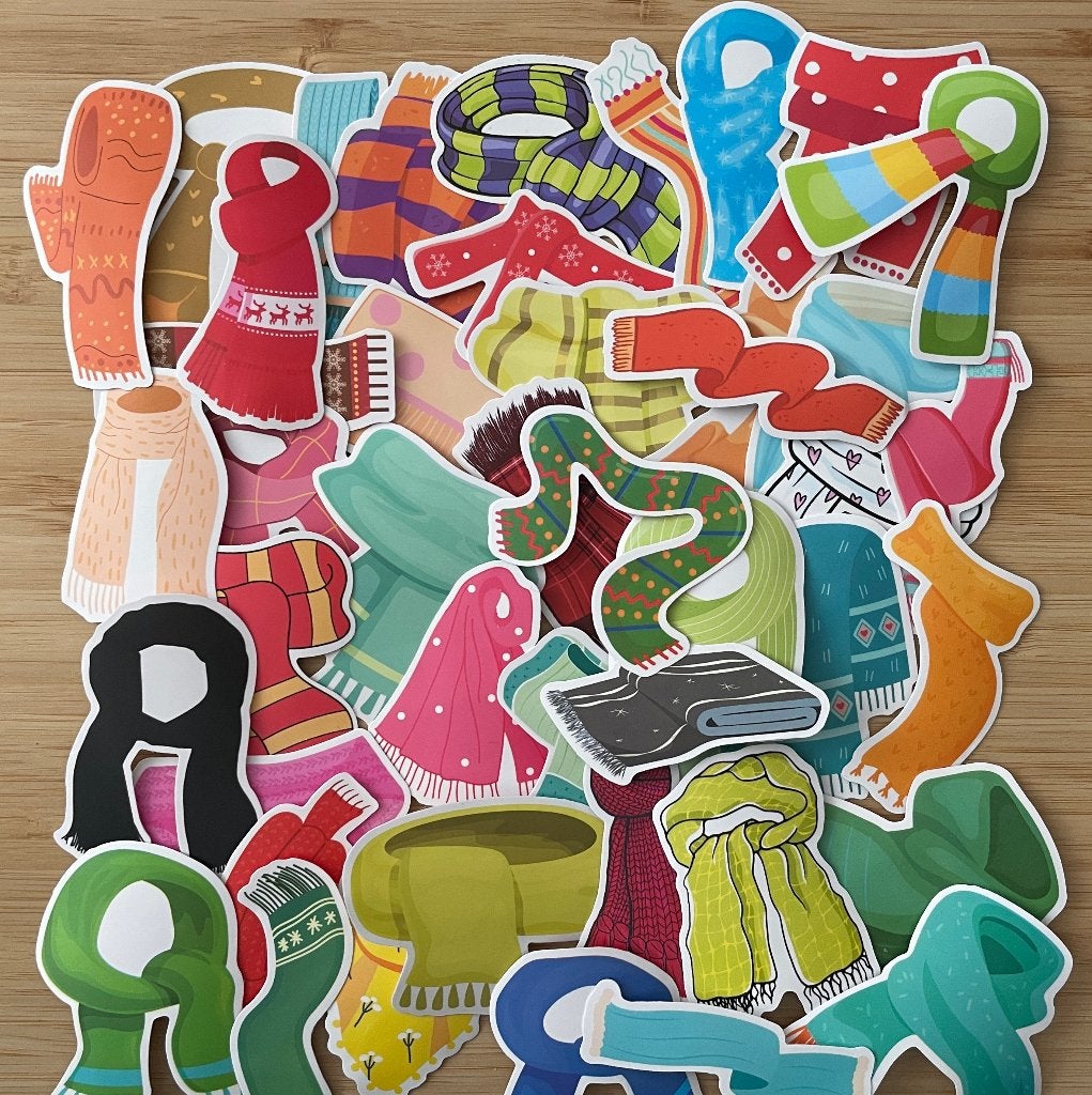 Sjaals, winter, kou, cozy Stickers, Verzenden, Nieuw, Meerdere stickers