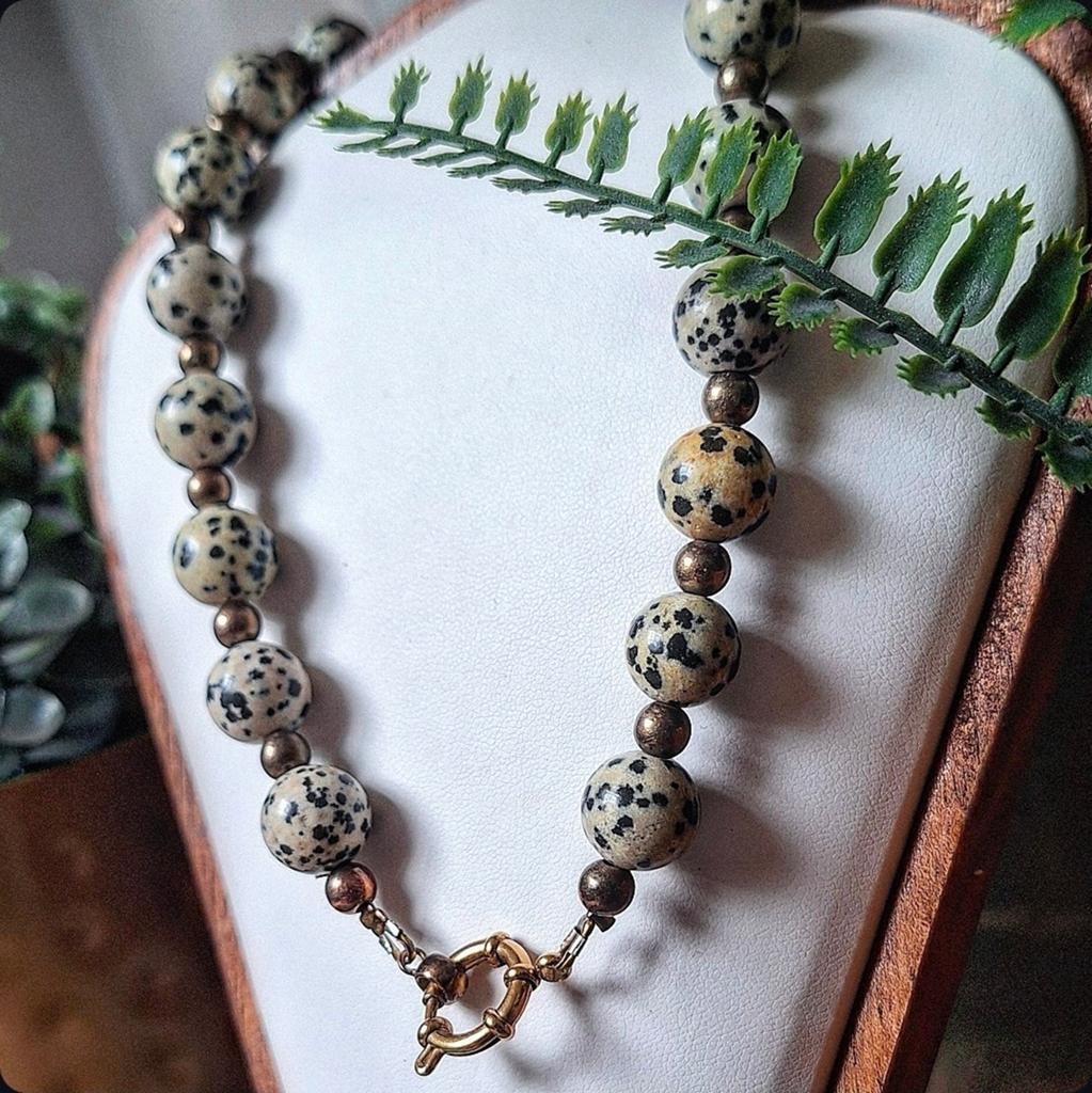 Jaspis kralen natuurstenen ketting met RVS sluiting, Sieraden, Tassen en Uiterlijk, Kettingen, Beige, Nieuw, Ophalen of Verzenden