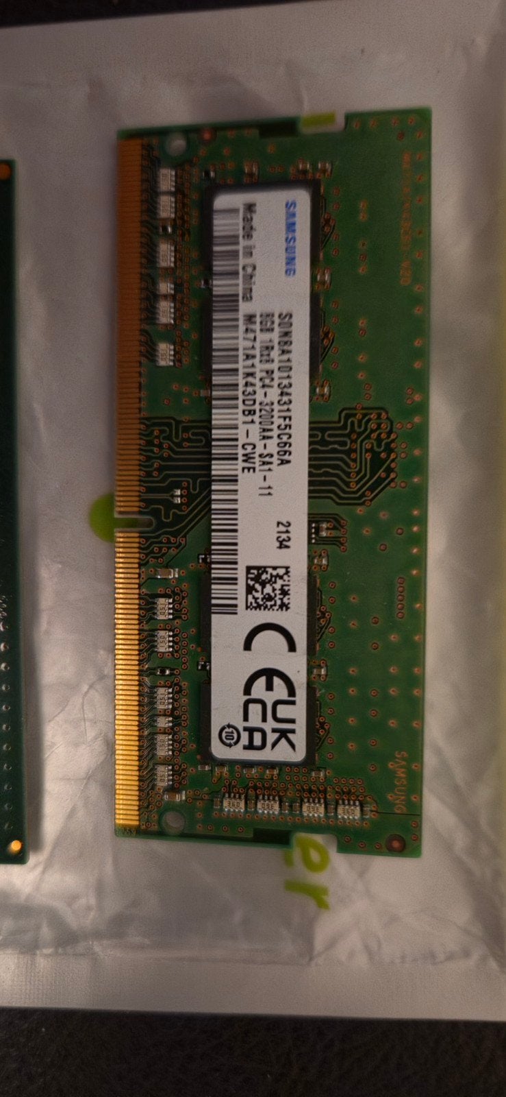 Samsung / Kingston 8gb 3200mhz so-dimm laptop ram, Computers en Software, RAM geheugen, Gebruikt, DDR4, Ophalen of Verzenden, Laptop