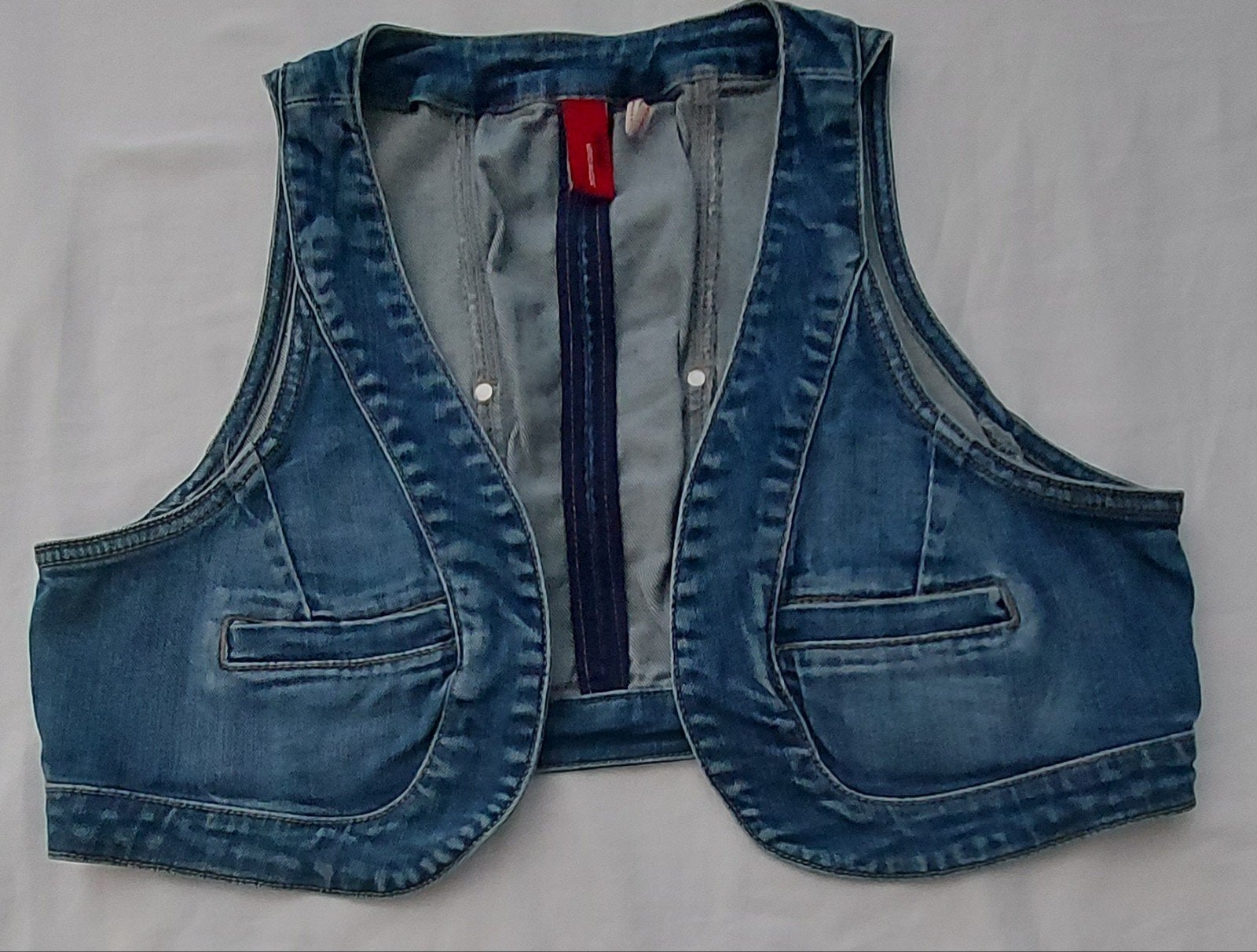 Vero Moda cropped denim gilet, maat S, Blauw, Vero Moda, Ophalen of Verzenden, Zo goed als nieuw