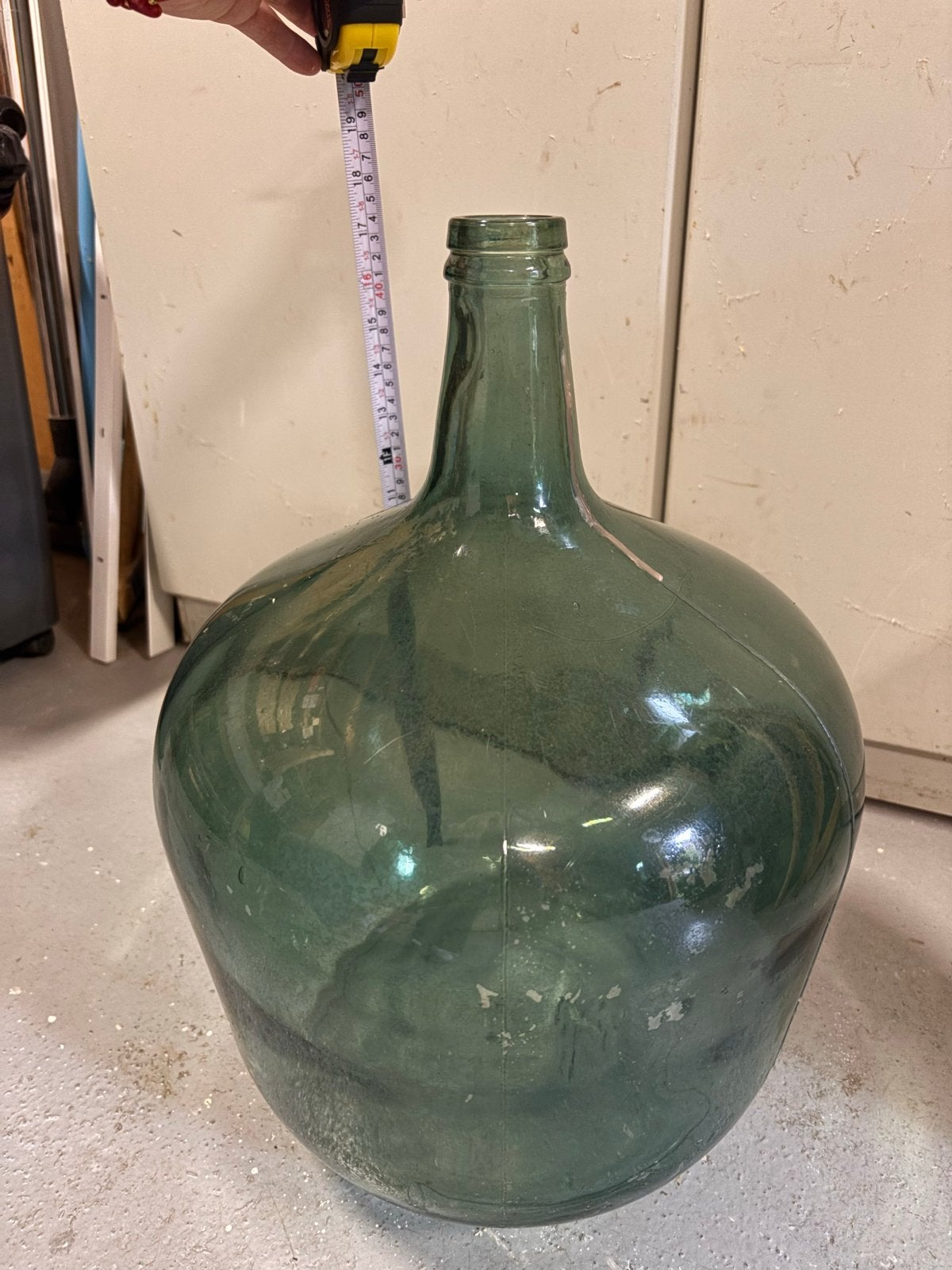 Grote glazen vaas/fles, groen, ca. 45 cm hoog, Ophalen, Groen, Glas