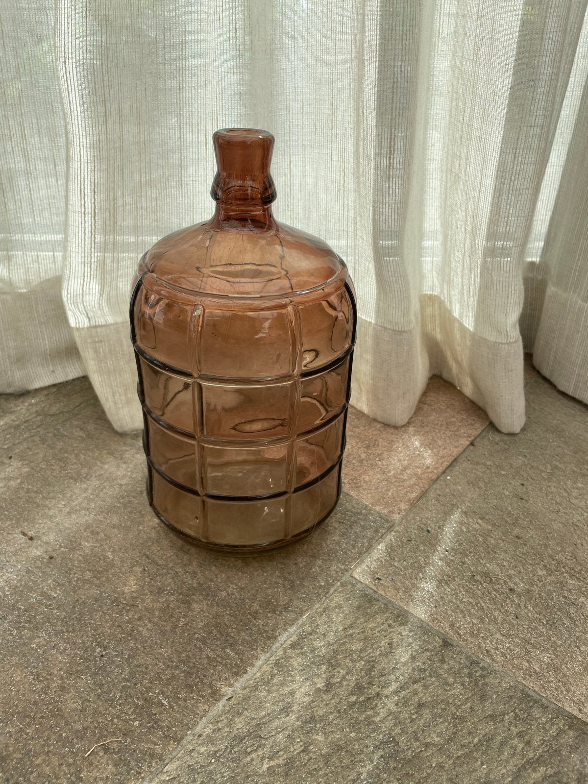 Vintage bruine glazen fles - 27 cm hoog, Ophalen