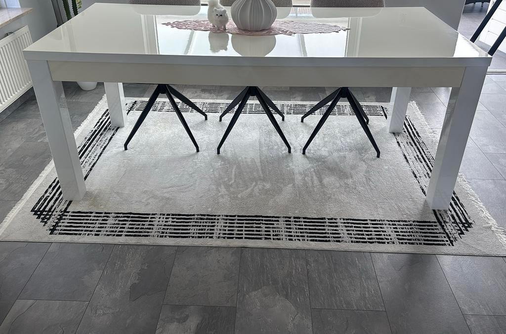 MDF Eettafel 190 x 90 x 77 cm creme, Ophalen, Gebruikt, 50 tot 100 cm, 150 tot 200 cm