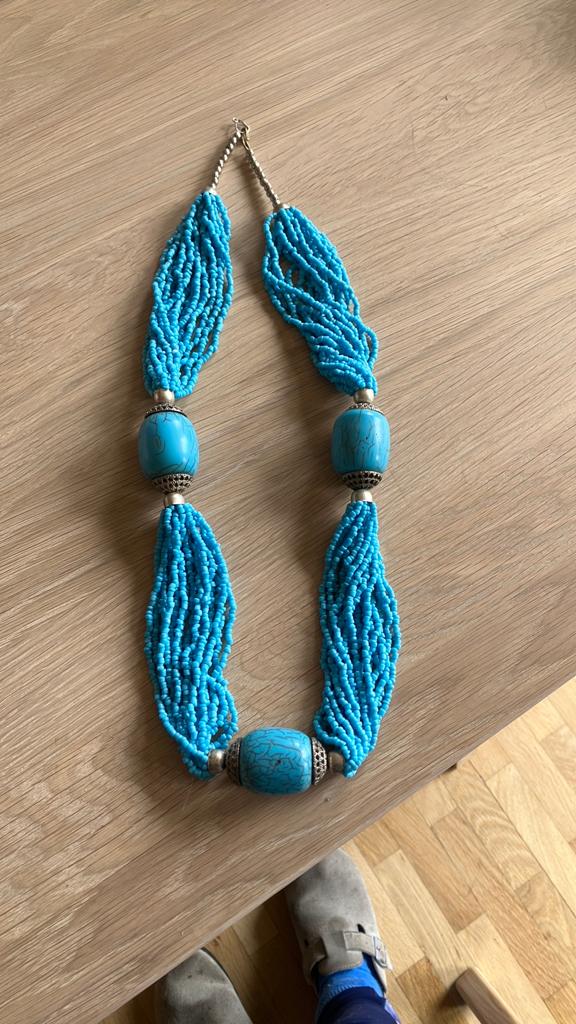 Turquoise ketting uit India, Sieraden, Tassen en Uiterlijk, Kettingen, Ophalen of Verzenden, Nieuw, Blauw, Steen of Mineraal